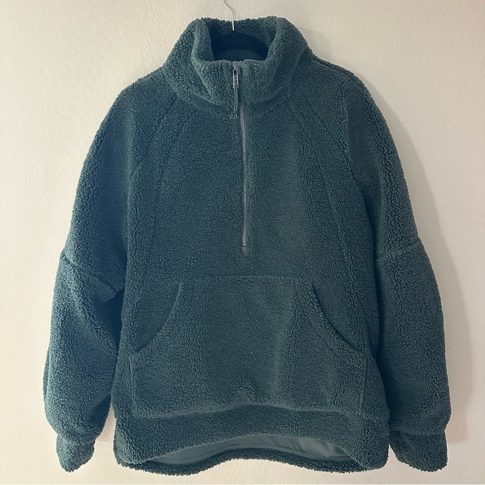 Lululemon Scuba Oversized Fleece Funnel-Neck Half-Zip Smoked Spruce Sherpa M/L